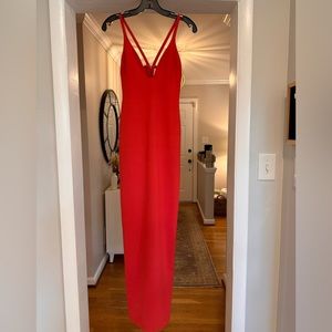 Cinq a sept red v-neck gown